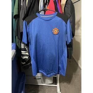 Size L- Manchester United Football Club Soccer Blue Training Jersey Shirt Men's